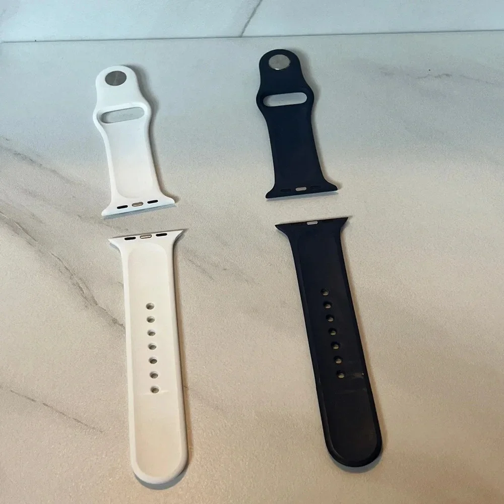 White and Navy Blue Apple Watch Bands